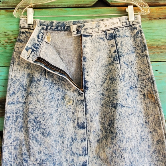 VINTAGE PARIS BLUES ACID WASH SKIRT - Picture 3 of 12